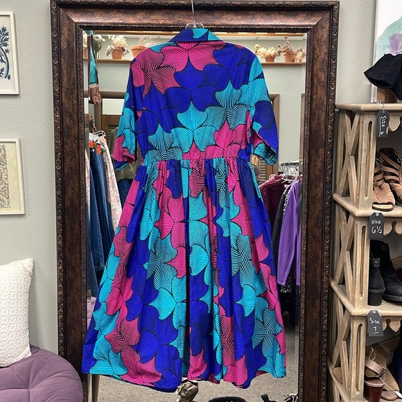 Mae Otti MOREMI AFRICAN PRINT BUTTON DOWN DRESS Sz M - Picture 2 of 7